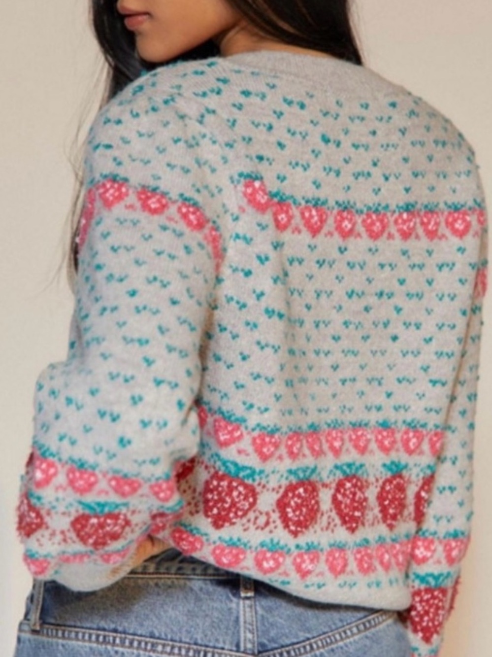 Kimchi Blue Strawberry Crewneck Sweater XS - Picture 2 of 7
